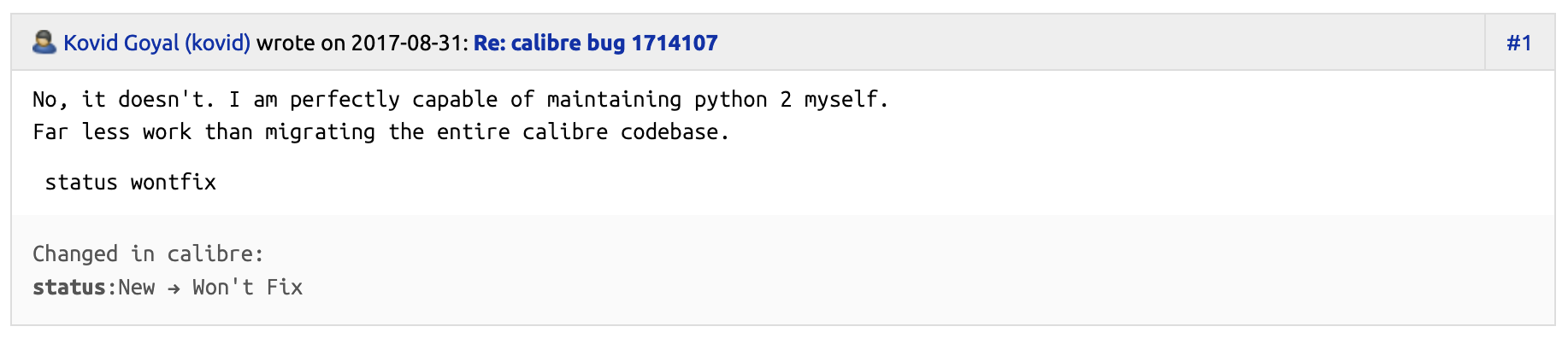 “I am perfectly capable of maintaining python 2 myself.”